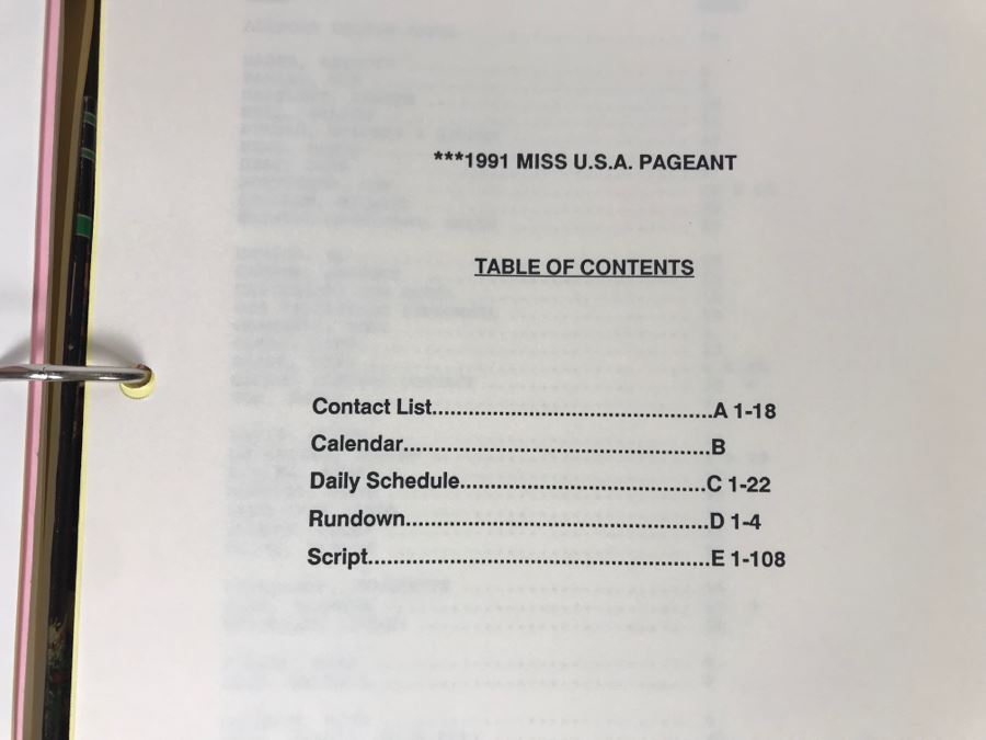 Original Script For NBC TVs 1991 MISS U.S.A. Pageant Wichita, Kansas Filled With Planning, Information, Handwritten Notes Kelli McCarty Winner - See Photos For Small Sample [Photo 7]