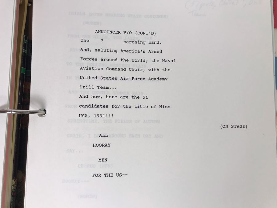 Original Script For NBC TVs 1991 MISS U.S.A. Pageant Wichita, Kansas Filled With Planning, Information, Handwritten Notes Kelli McCarty Winner - See Photos For Small Sample [Photo 9]