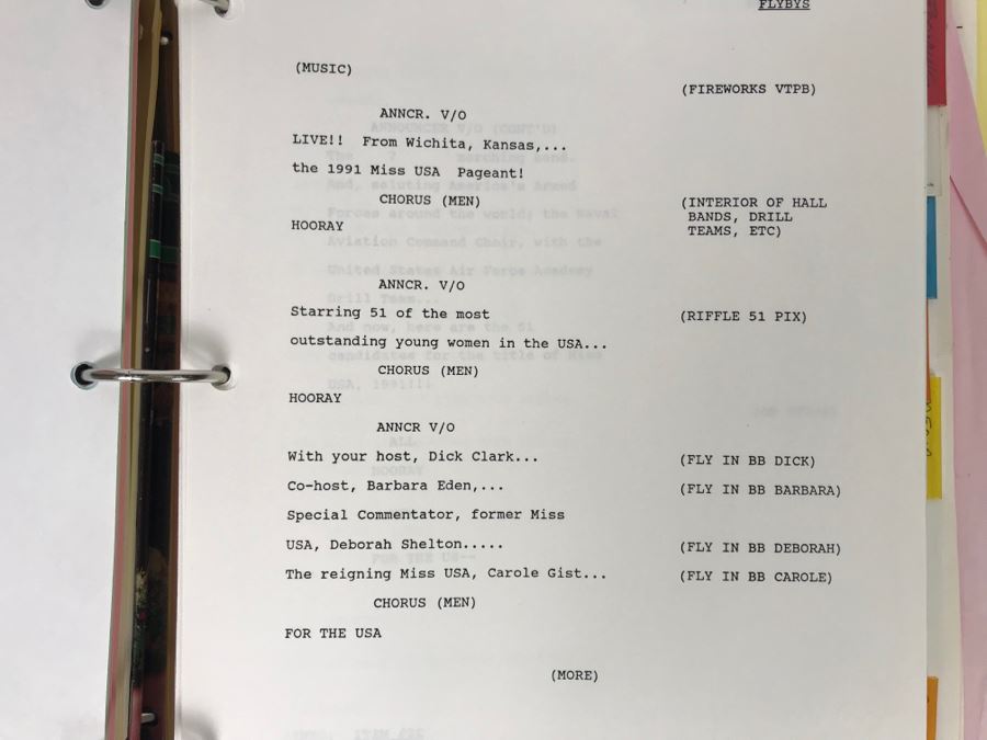 Original Script For NBC TVs 1991 MISS U.S.A. Pageant Wichita, Kansas Filled With Planning, Information, Handwritten Notes Kelli McCarty Winner - See Photos For Small Sample [Photo 8]