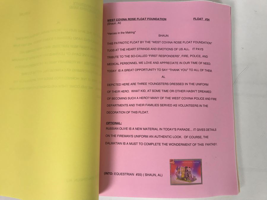 Original Script For NBC TVs 2011 Pasadena Tournament Of Roses 122nd Rose Parade [Photo 5]