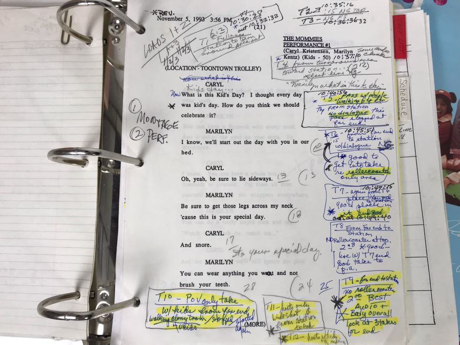Original Script For NBC TVs Disney's Countdown To Kid's Day NBC TV Special 11/21/93 Filled With Planning, Information And Handwritten Notes PLUS (4) Disneyland Mickey Mouse Club 'Kids Days' Posters - See Photos For Small Sample [Photo 2]
