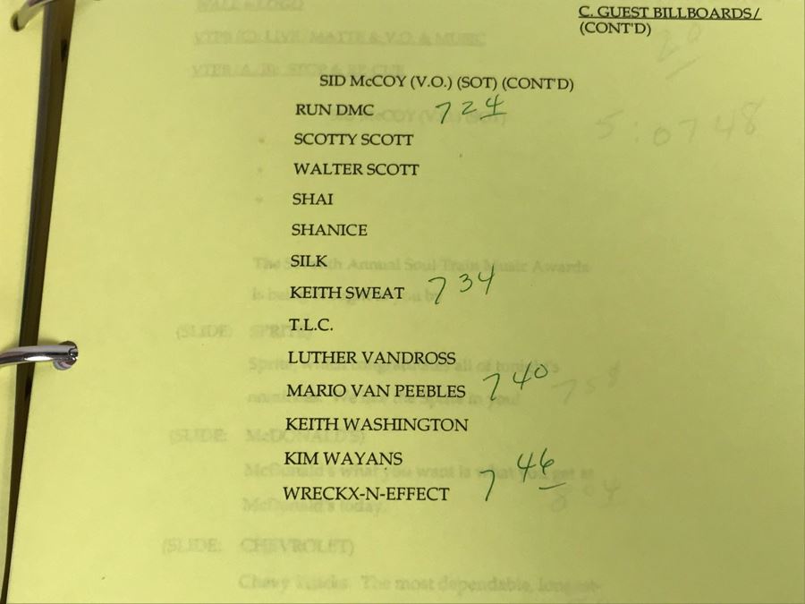 Original Script For The 7th Annual Soul Train Music Awards 1993 Filled With Planning, Information, Handwritten Notes - See Photos For Small Sample And Michael Jackson Speech From Script [Photo 10]