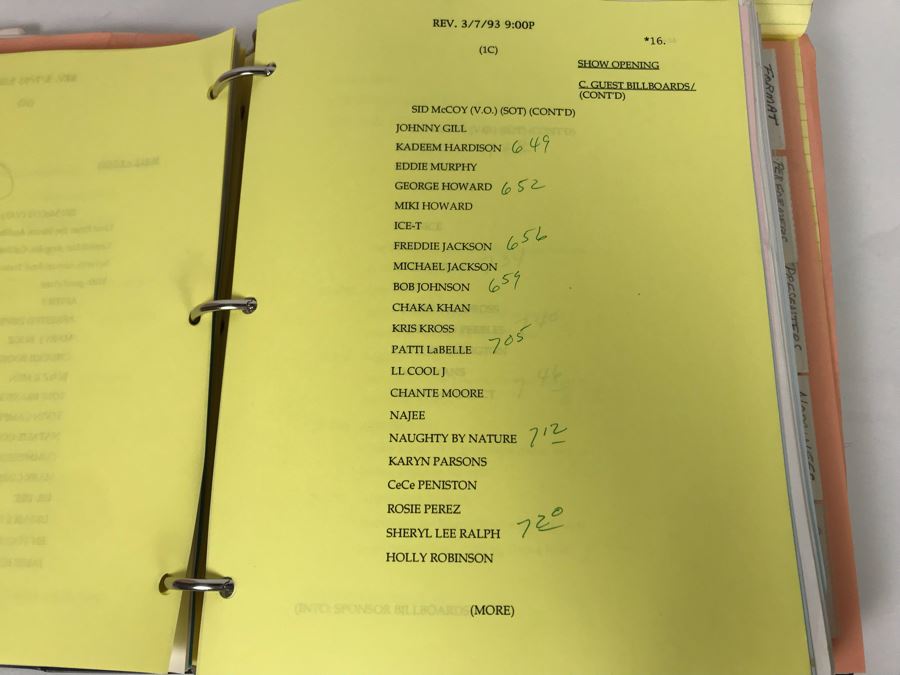 Original Script For The 7th Annual Soul Train Music Awards 1993 Filled With Planning, Information, Handwritten Notes - See Photos For Small Sample And Michael Jackson Speech From Script [Photo 8]