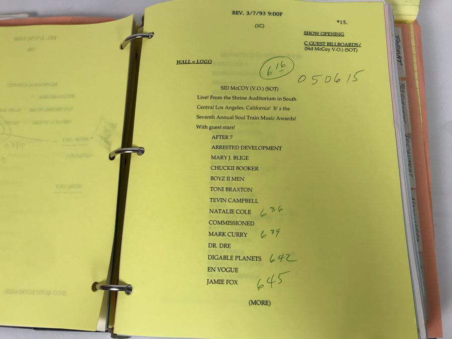 Original Script For The 7th Annual Soul Train Music Awards 1993 Filled With Planning, Information, Handwritten Notes - See Photos For Small Sample And Michael Jackson Speech From Script [Photo 7]