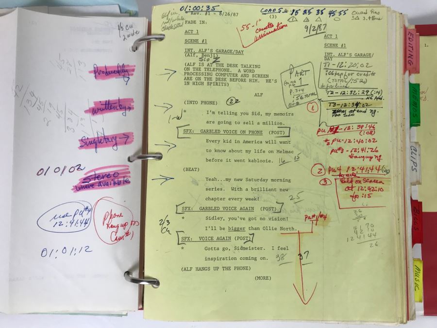 Original Script For The NBC Television Program 'Alf Loves A Mystery' 1987 Filled With Planning, Information And Handwritten Notes - See Photos For Small Sample [Photo 6]