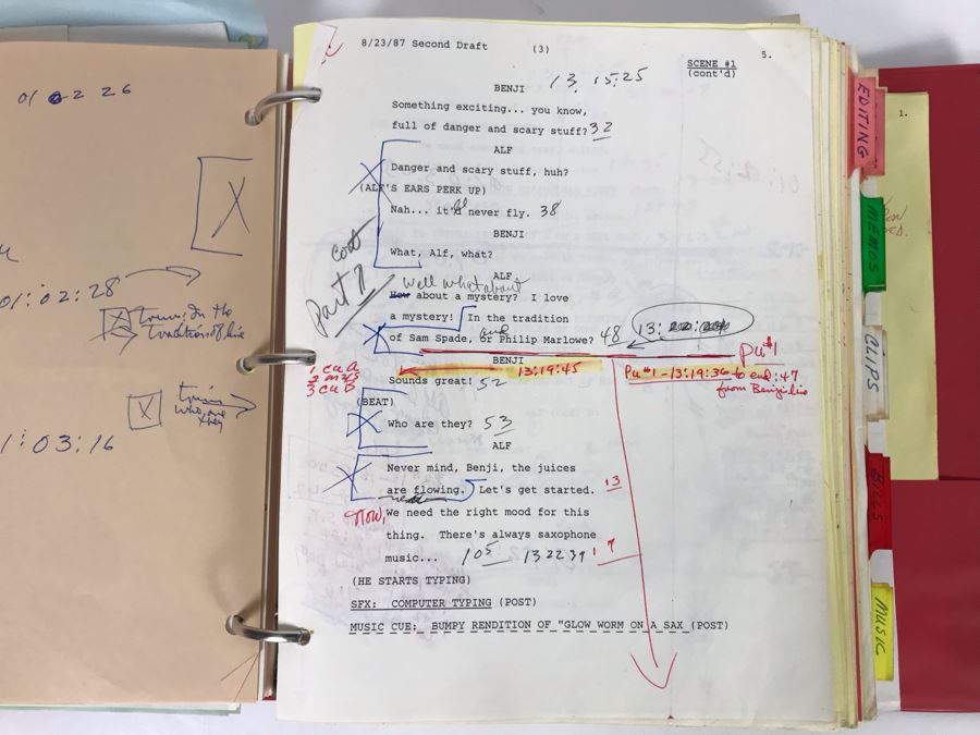 Original Script For The NBC Television Program 'Alf Loves A Mystery' 1987 Filled With Planning, Information And Handwritten Notes - See Photos For Small Sample [Photo 9]