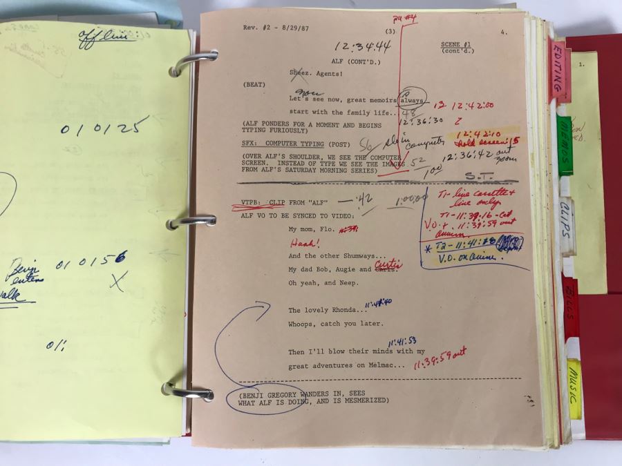 Original Script For The NBC Television Program 'Alf Loves A Mystery' 1987 Filled With Planning, Information And Handwritten Notes - See Photos For Small Sample [Photo 7]