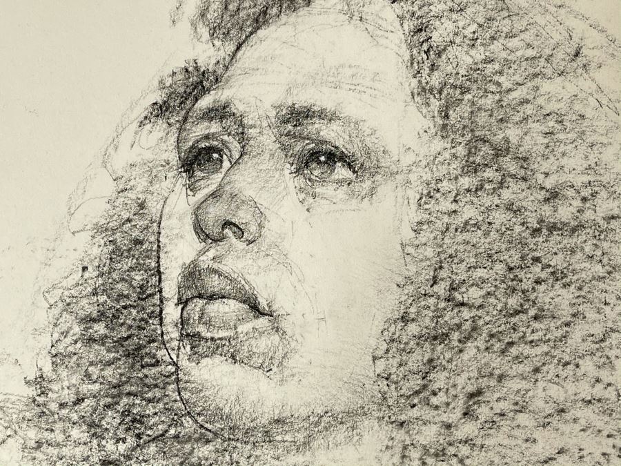 Max Turner Signed Original Face Portrait Drawing On Paper (Handwritten Quote On Back: 'Exaggerate The Essential, Leave The Obvious Vague. - Van Gogh') 11 X 14 [Photo 4]