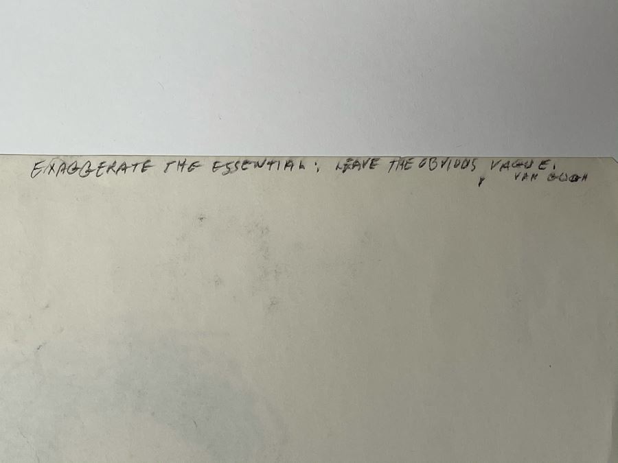 Max Turner Signed Original Face Portrait Drawing On Paper (Handwritten Quote On Back: 'Exaggerate The Essential, Leave The Obvious Vague. - Van Gogh') 11 X 14 [Photo 11]