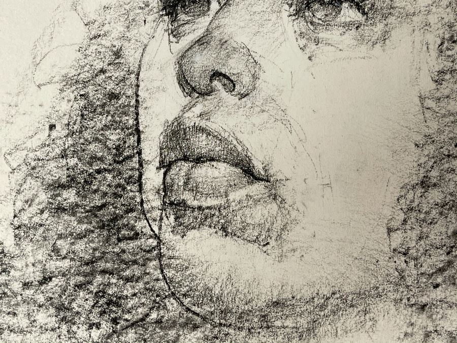 Max Turner Signed Original Face Portrait Drawing On Paper (Handwritten Quote On Back: 'Exaggerate The Essential, Leave The Obvious Vague. - Van Gogh') 11 X 14 [Photo 6]