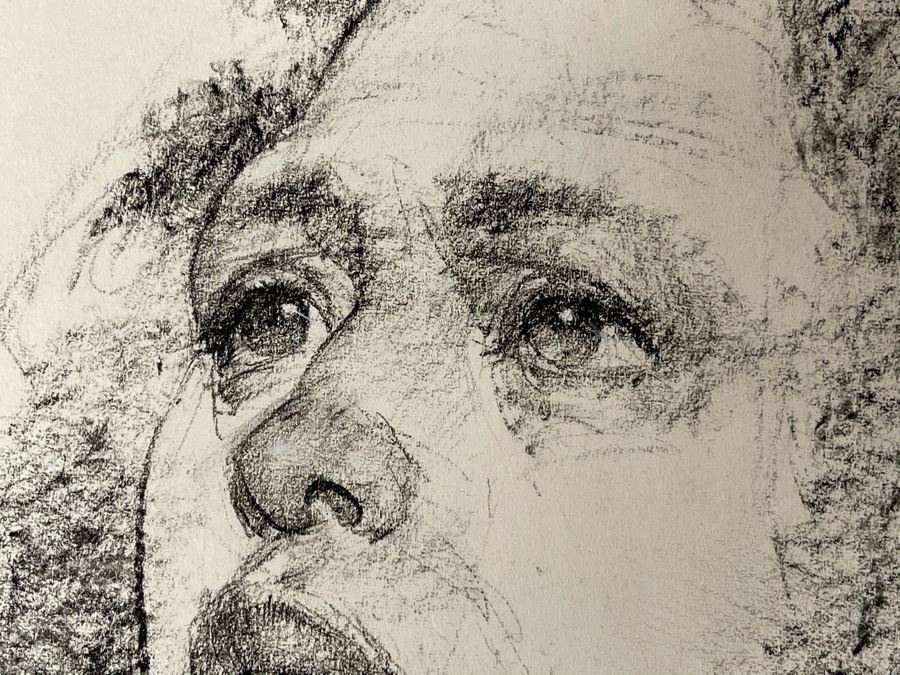 Max Turner Signed Original Face Portrait Drawing On Paper (Handwritten Quote On Back: 'Exaggerate The Essential, Leave The Obvious Vague. - Van Gogh') 11 X 14 [Photo 7]