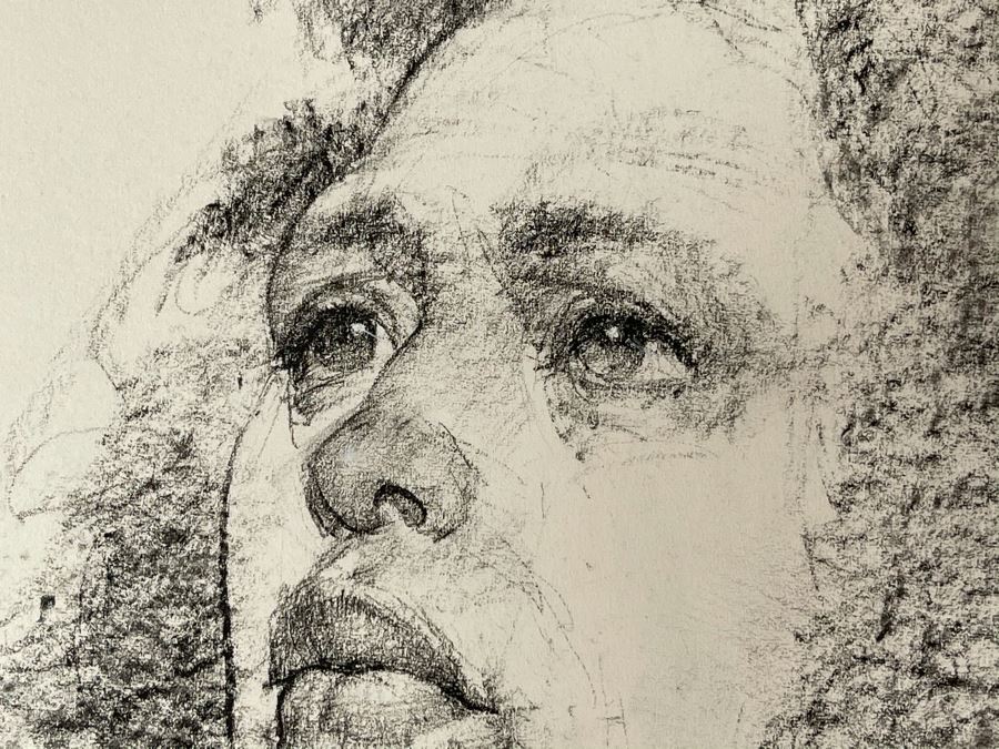 Max Turner Signed Original Face Portrait Drawing On Paper (Handwritten Quote On Back: 'Exaggerate The Essential, Leave The Obvious Vague. - Van Gogh') 11 X 14 [Photo 5]