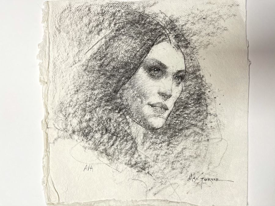 Max Turner Signed Original Face Portrait Drawing On Paper Ava 10 X 11 [Photo 16]