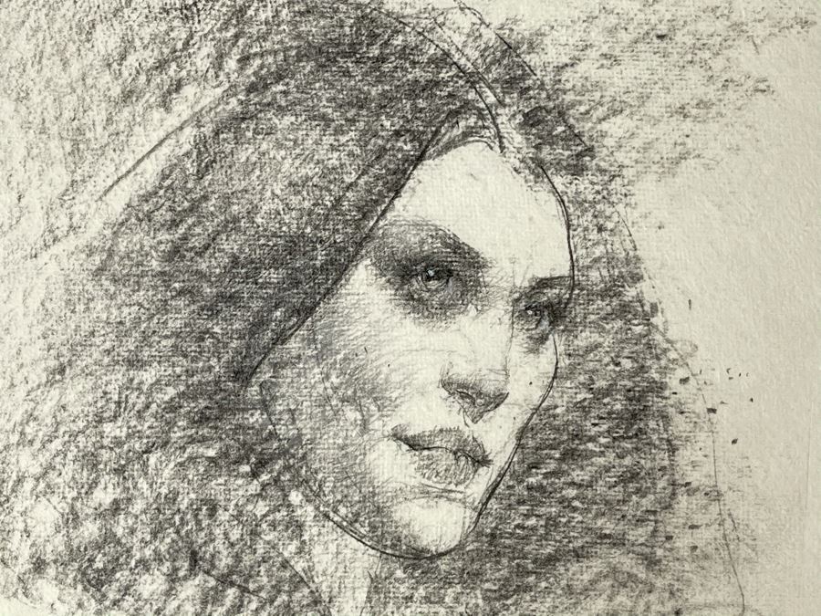 Max Turner Signed Original Face Portrait Drawing On Paper Ava 10 X 11 [Photo 4]