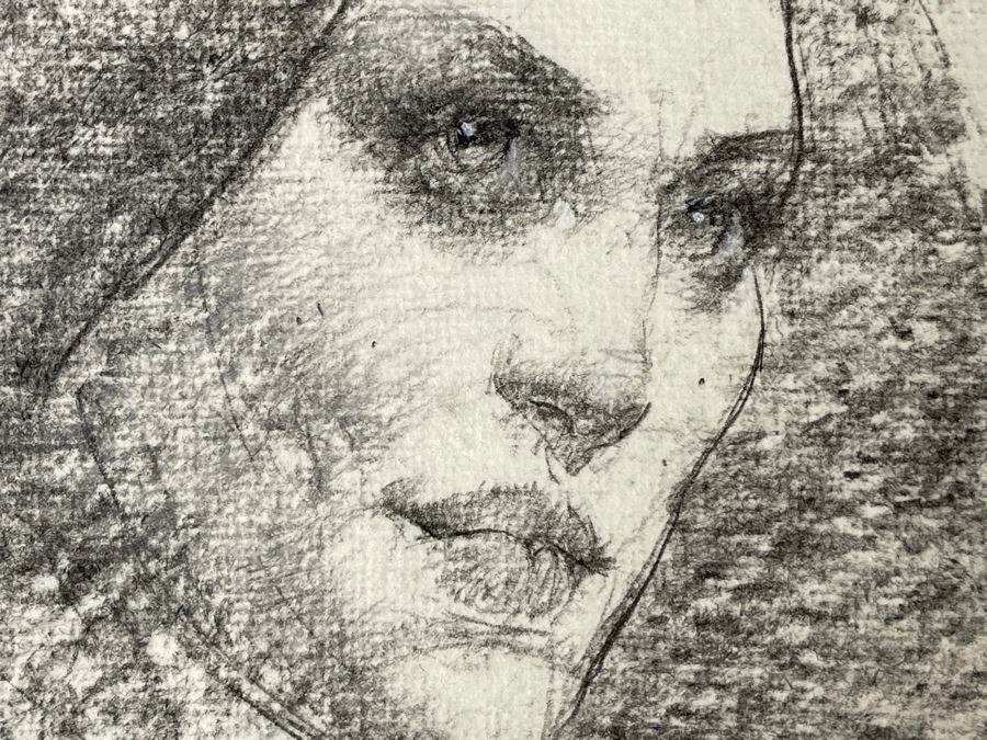 Max Turner Signed Original Face Portrait Drawing On Paper Ava 10 X 11 [Photo 8]