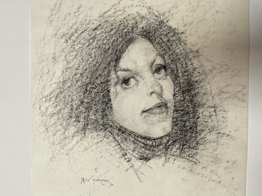 Max Turner Signed Original Face Portrait Drawing On Paper 11 X 15
