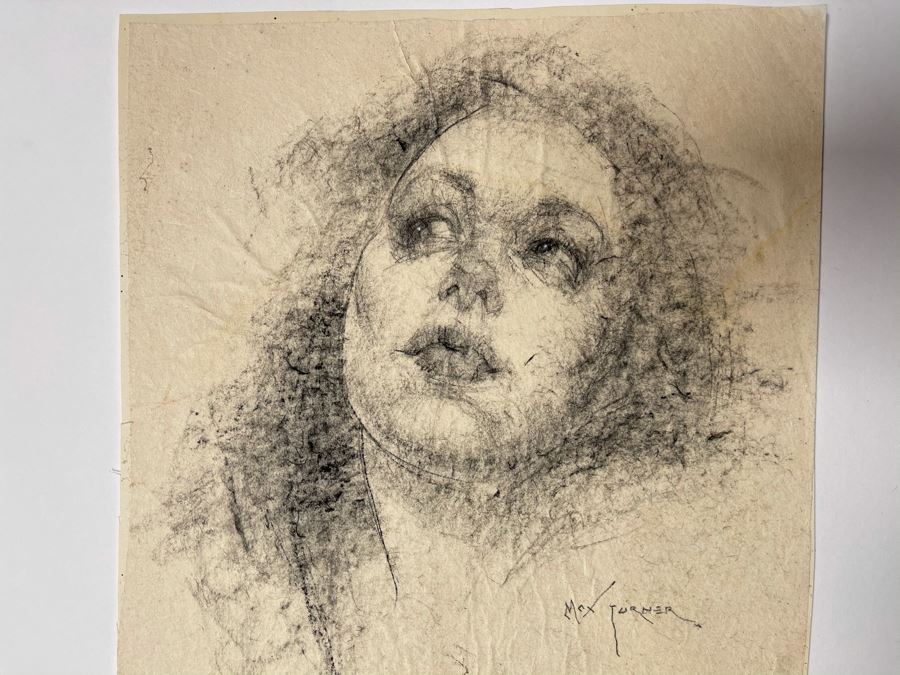 Max Turner Signed Original Face Portrait Drawing On Paper 10 X 12 [Photo 3]