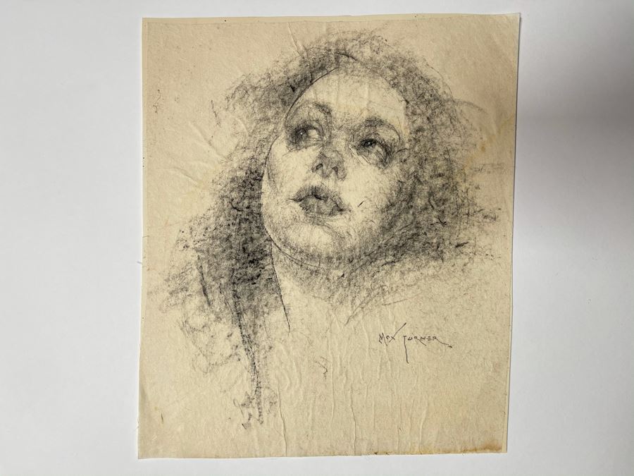 Max Turner Signed Original Face Portrait Drawing On Paper 10 X 12 [Photo 2]