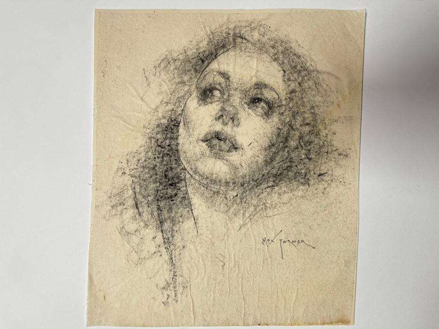 Max Turner Signed Original Face Portrait Drawing On Paper 10 X 12 [Photo 1]