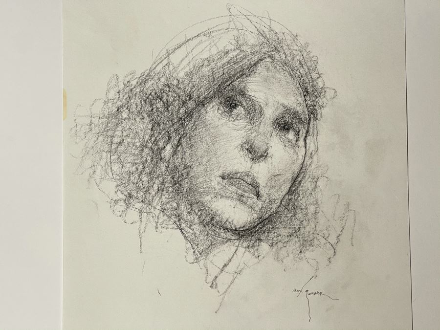 Max Turner Signed Original Face Portrait Drawing On Paper 11 X 12 [Photo 9]