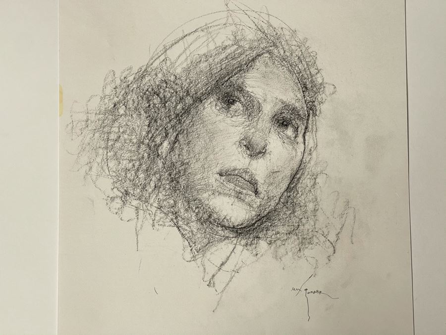Max Turner Signed Original Face Portrait Drawing On Paper 11 X 12 [Photo 3]
