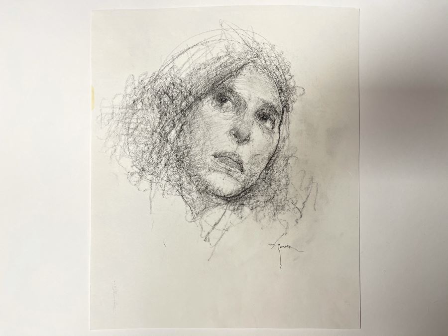 Max Turner Signed Original Face Portrait Drawing On Paper 11 X 12 [Photo 8]