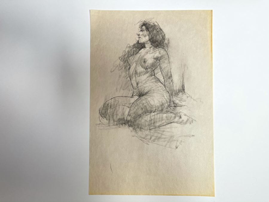 Max Turner Unsigned Original Nude Female Drawing On Paper 11.5 X 17 [Photo 2]