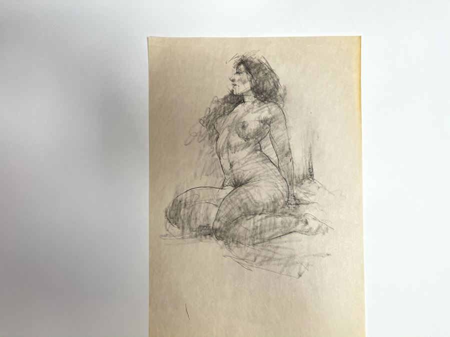 Max Turner Unsigned Original Nude Female Drawing On Paper 11.5 X 17 [Photo 3]