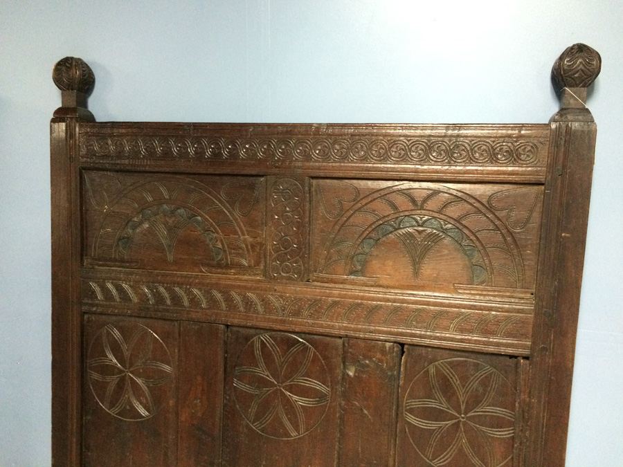 Antique 18th Century English Oak Bed Headboard and Footboard from Actor Cliff Robertson Estate [Photo 2]
