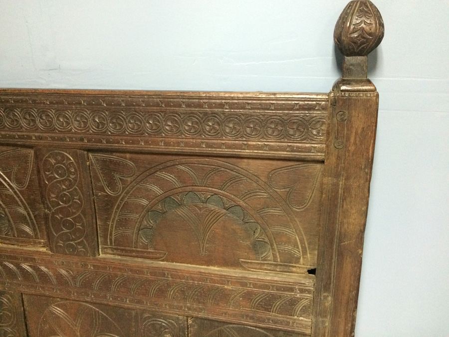 Antique 18th Century English Oak Bed Headboard and Footboard from Actor Cliff Robertson Estate [Photo 16]