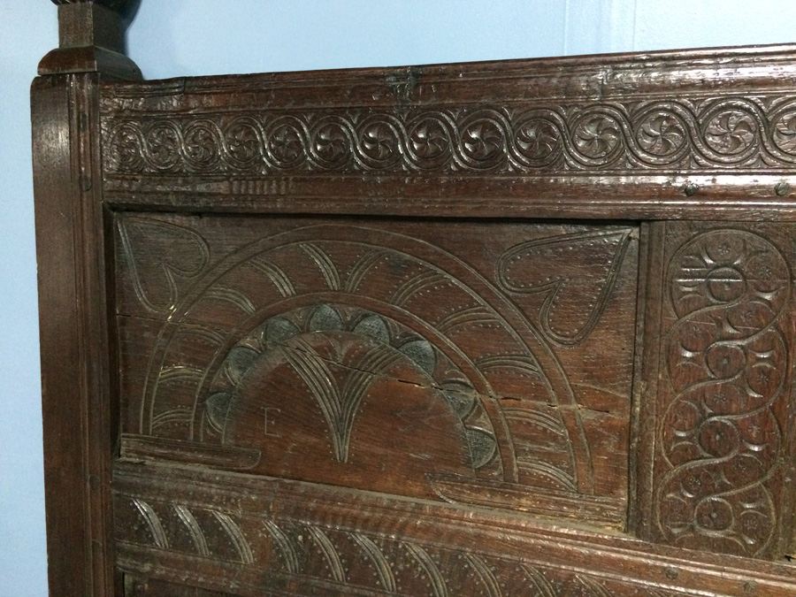 Antique 18th Century English Oak Bed Headboard and Footboard from Actor Cliff Robertson Estate [Photo 7]