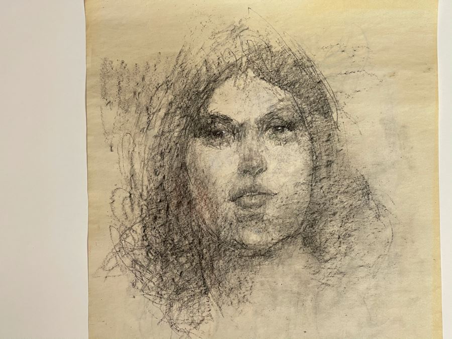 Max Turner Unsigned Original Face Portrait Drawing On Paper (Figure Sketches On Back Of Paper) 12 X 17 [Photo 5]
