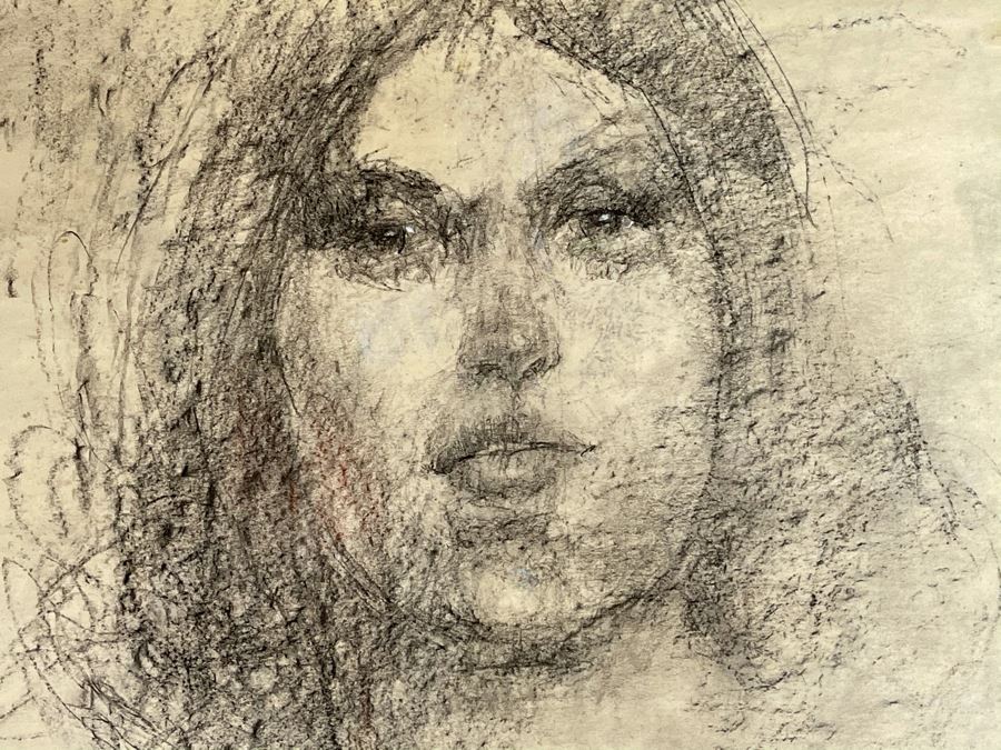 Max Turner Unsigned Original Face Portrait Drawing On Paper (Figure Sketches On Back Of Paper) 12 X 17 [Photo 6]