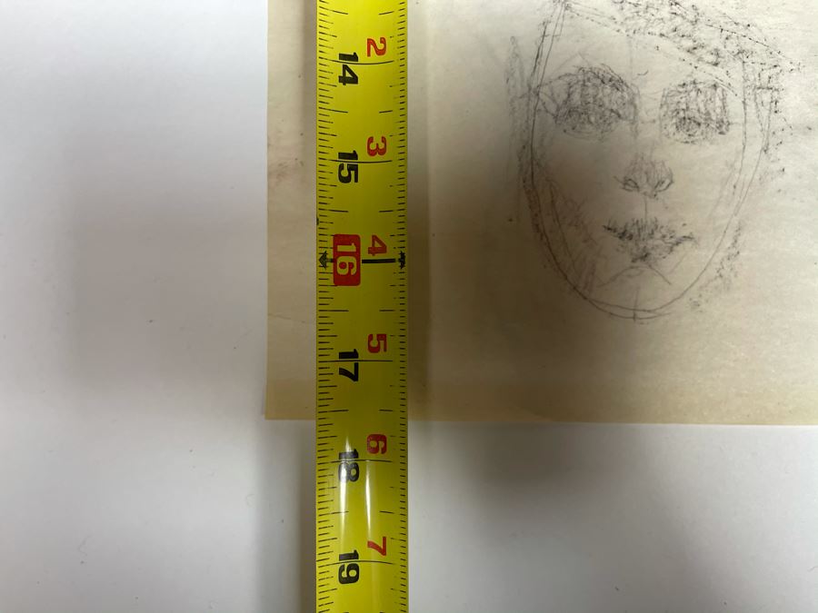 Max Turner Unsigned Original Face Portrait Drawing On Paper (Figure Sketches On Back Of Paper) 12 X 17 [Photo 12]