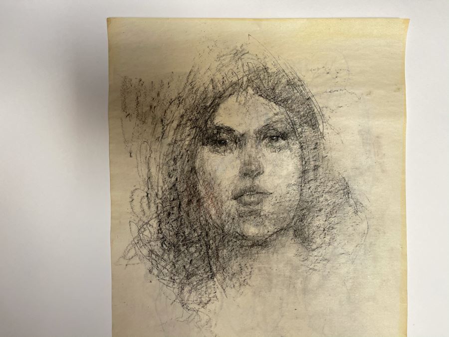 Max Turner Unsigned Original Face Portrait Drawing On Paper (Figure Sketches On Back Of Paper) 12 X 17 [Photo 3]