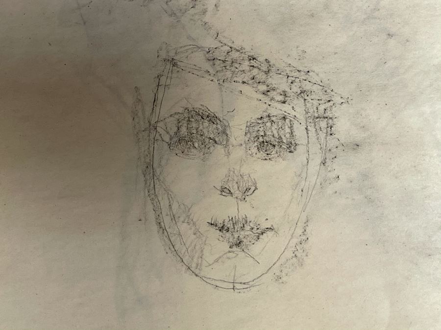 Max Turner Unsigned Original Face Portrait Drawing On Paper (Figure Sketches On Back Of Paper) 12 X 17 [Photo 9]