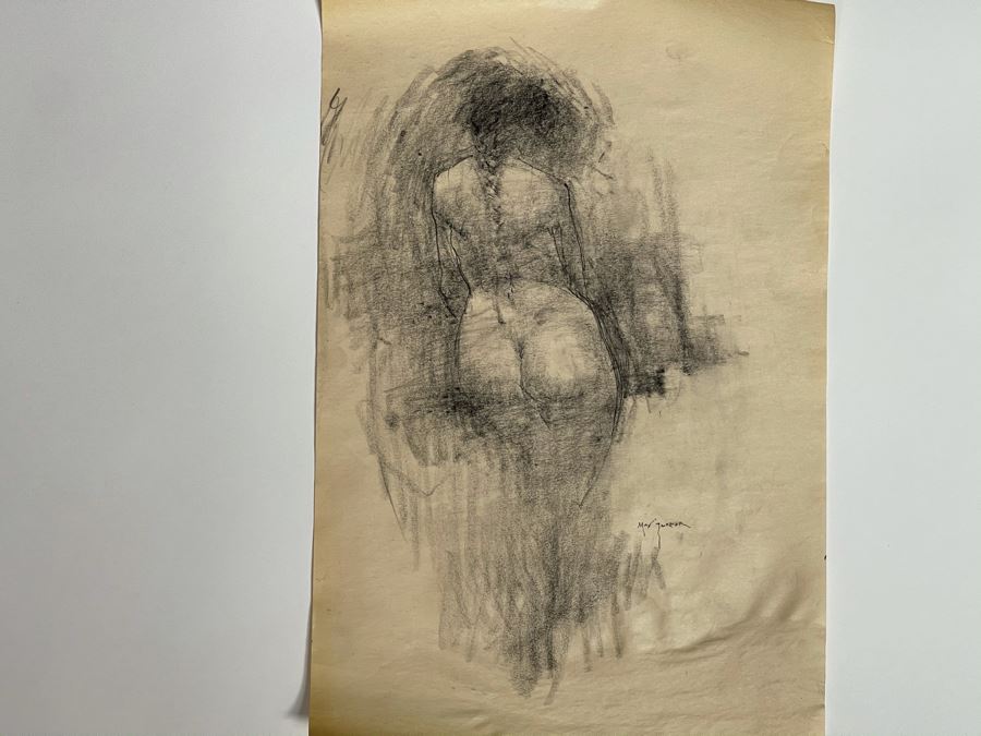 Max Turner Signed Original Nude Female Drawing On Paper 12 X 17 [Photo 1]