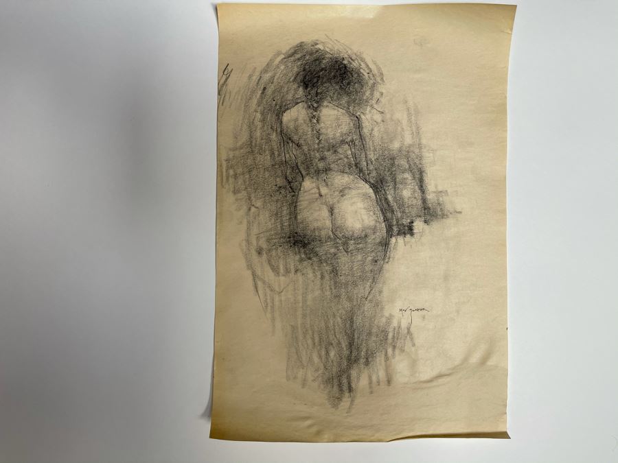 Max Turner Signed Original Nude Female Drawing On Paper 12 X 17 [Photo 2]