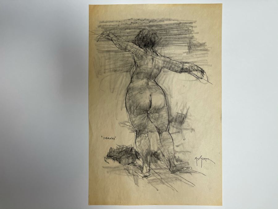 Max Turner Signed Original Nude Female Drawing On Paper Deanna 12 X 17 [Photo 2]