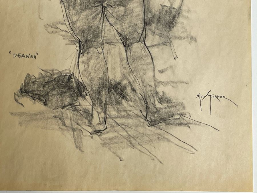 Max Turner Signed Original Nude Female Drawing On Paper Deanna 12 X 17 [Photo 6]