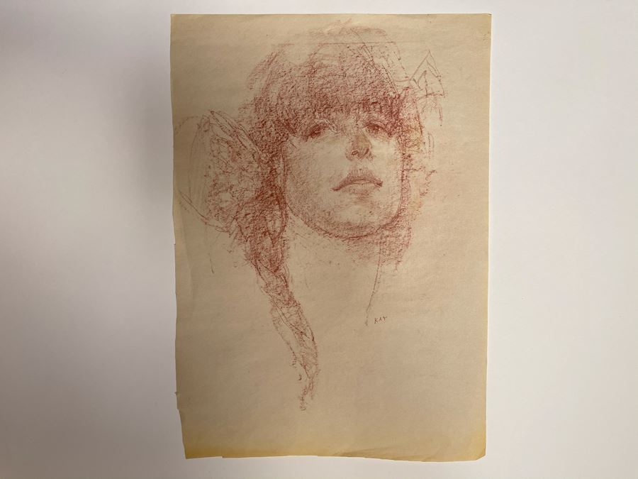 Max Turner Unsigned Original Face Portrait Drawing On Paper Kay 11 X 16 [Photo 2]