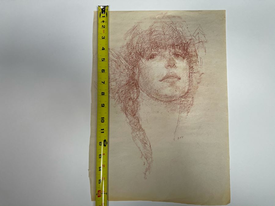 Max Turner Unsigned Original Face Portrait Drawing On Paper Kay 11 X 16 [Photo 11]