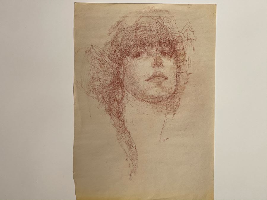 Max Turner Unsigned Original Face Portrait Drawing On Paper Kay 11 X 16 [Photo 3]