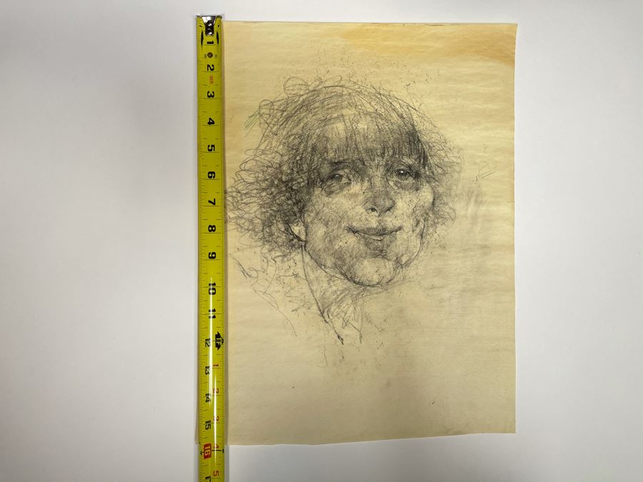 Max Turner Unsigned Original Face Portrait Drawing On Paper 12 X 15 [Photo 10]