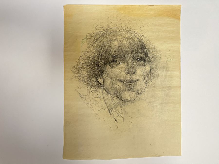 Max Turner Unsigned Original Face Portrait Drawing On Paper 12 X 15 [Photo 2]