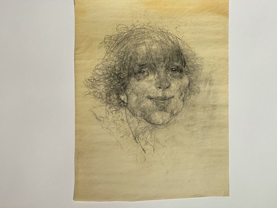 Max Turner Unsigned Original Face Portrait Drawing On Paper 12 X 15 [Photo 3]