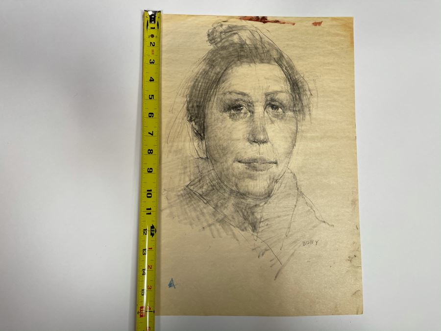 Max Turner Unsigned Original Face Portrait Drawing On Paper Boby 12 X 16 [Photo 11]