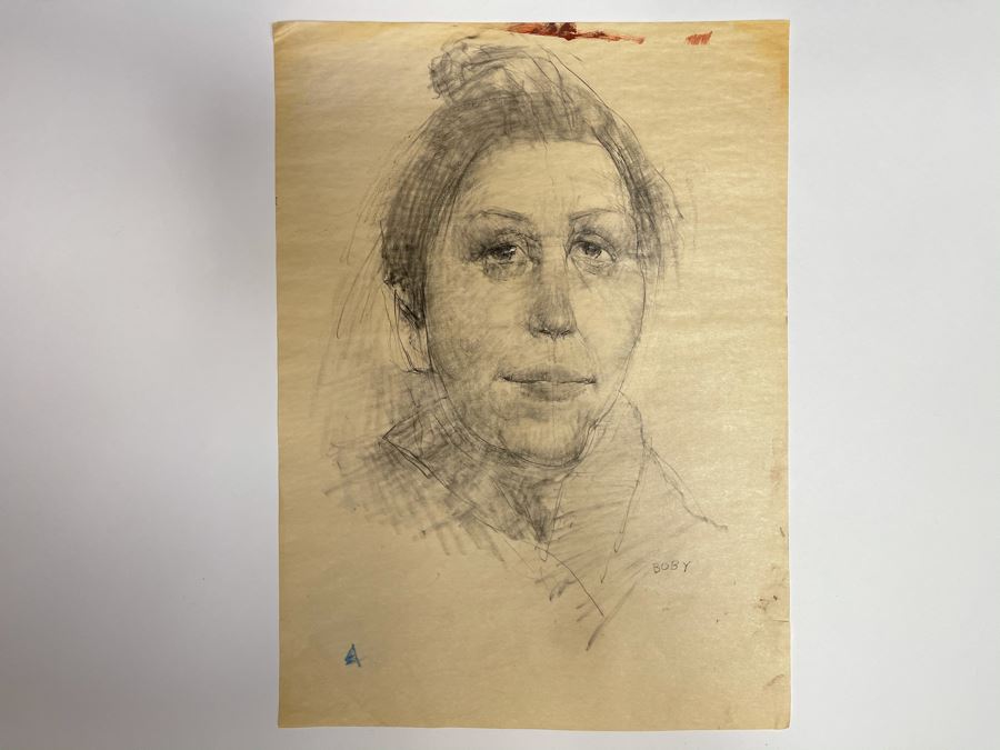 Max Turner Unsigned Original Face Portrait Drawing On Paper Boby 12 X 16 [Photo 2]