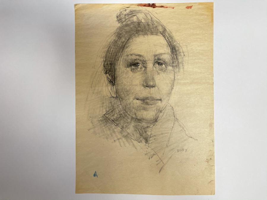 Max Turner Unsigned Original Face Portrait Drawing On Paper Boby 12 X 16 [Photo 3]