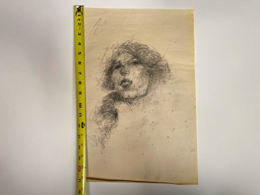 Max Turner Unsigned Original Face Portrait Drawing On Paper 12 X 16 [Photo 9]